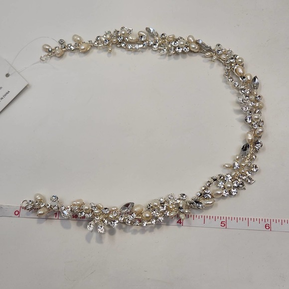 En Vogue Bridal Rhinestone Cultured Pearls Floral Hair Vine Head Piece Crown New main image 4